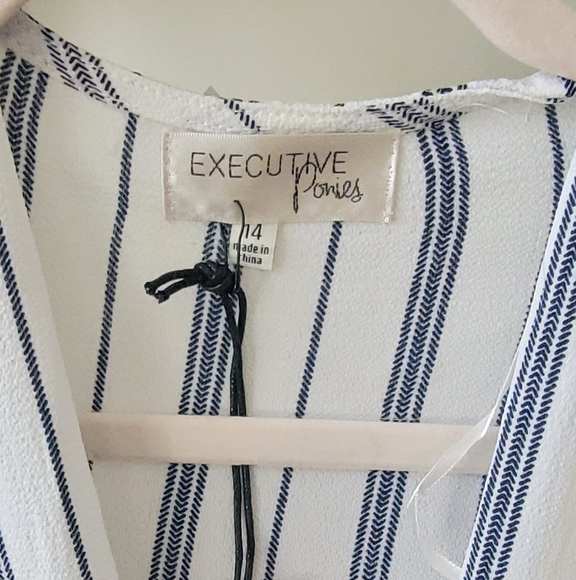 NWT Navy Blue and White Striped Long-Sleeve Wrap Dress - Fits a Size Small - Picture 7 of 9